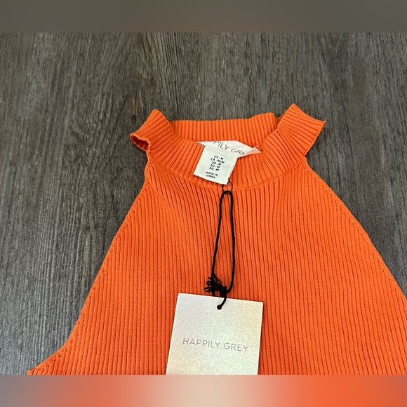 Happily Grey Ribbed Knit Body Suit High Neck - Picture 2 of 3